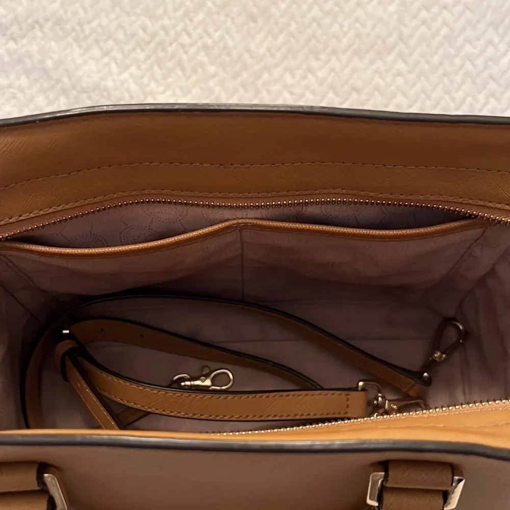 Michael Kors Selma Saffiano Leather Medium Satchel Crossbody Peanut